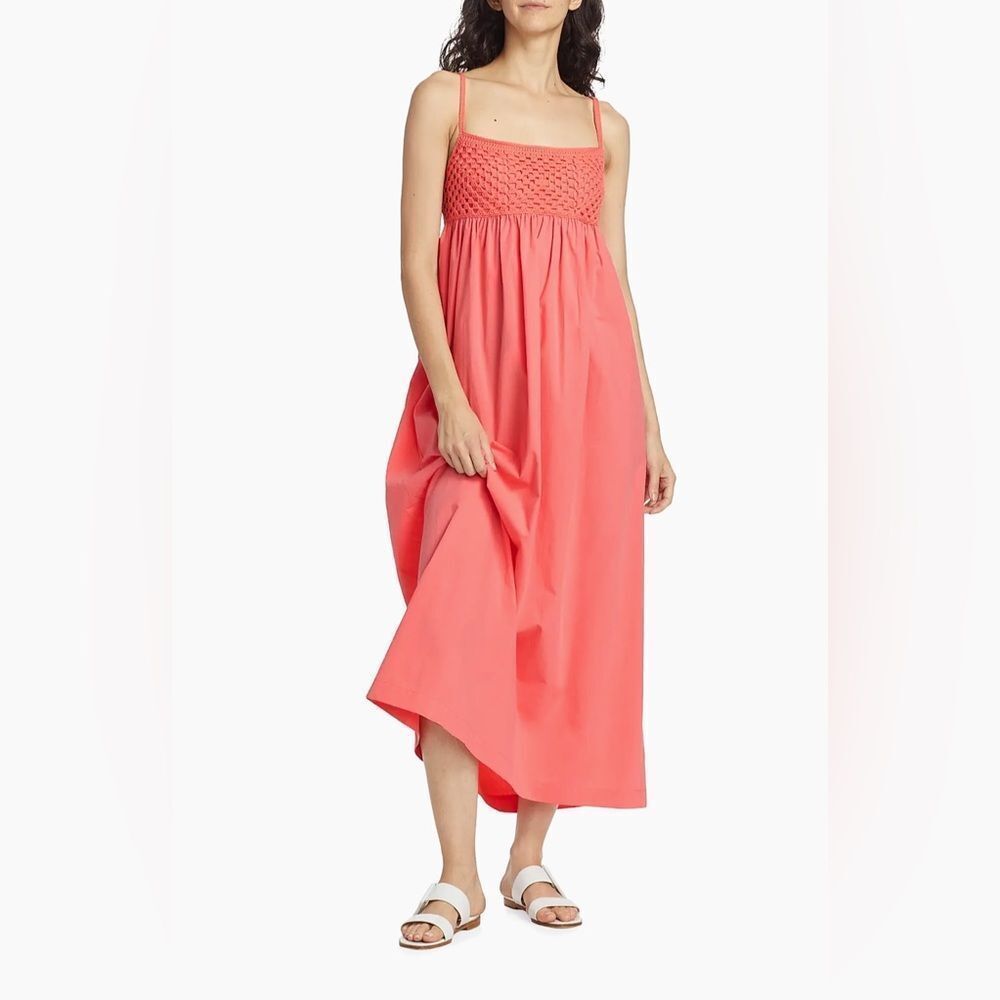 New RAILS Meeka Crochet-Trimmed Maxi Dress in Hot Coral Size L